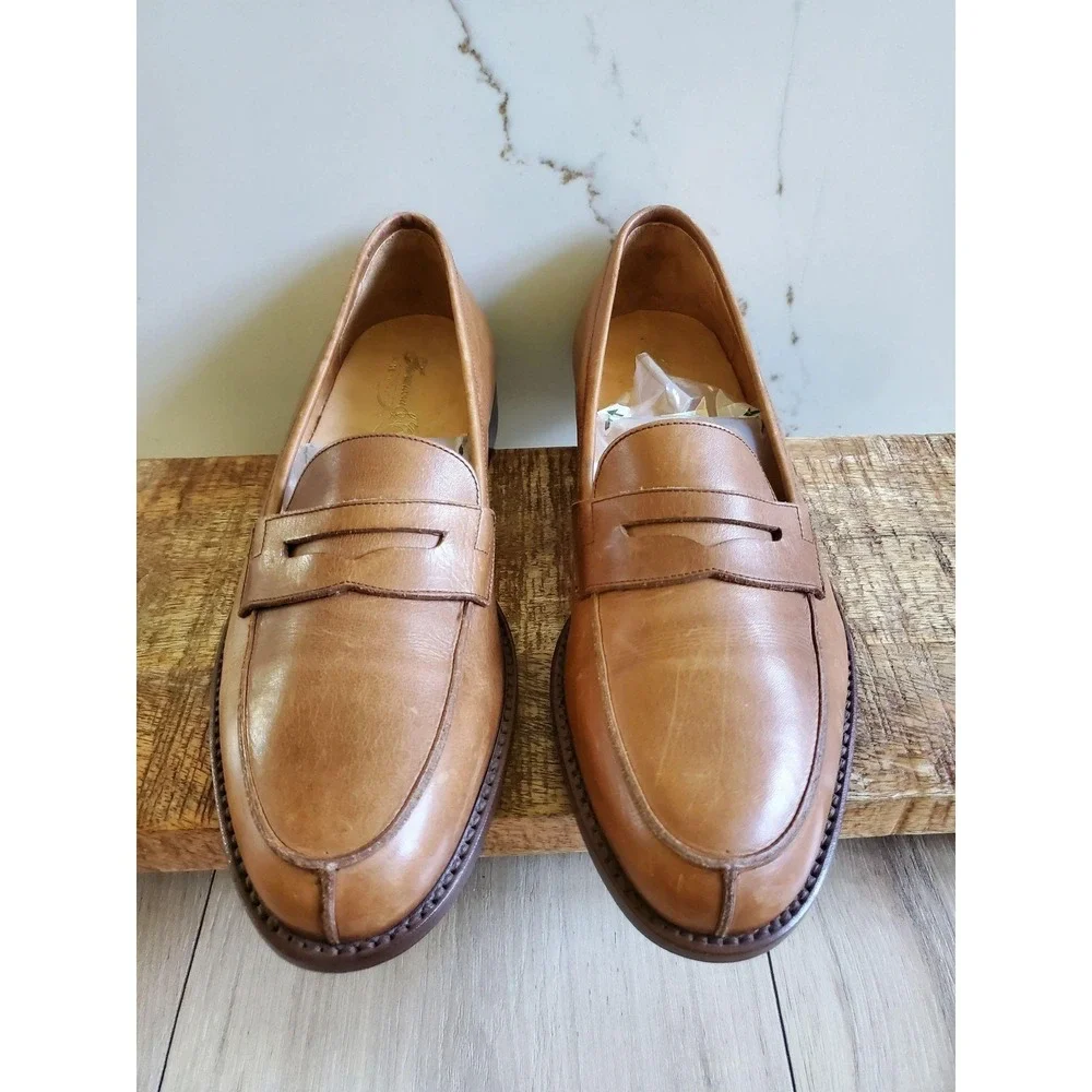 Fieramosca & Co 2001 Shoes Mens 8.5 Brown Leather‎ Slip On Dress Loafers Italy